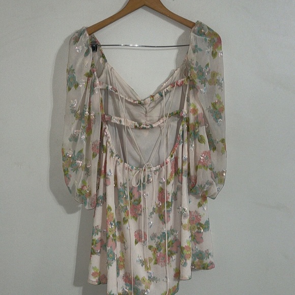 For Love Lemons Georgina Embellished Hearts Floral Babydoll Swing Mini Dress L - Picture 6 of 7